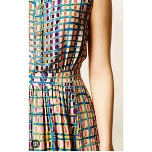 Anthropologie Womens 0‎ Dress Plenty by Tracy Reese Sunchecked Abstract Print